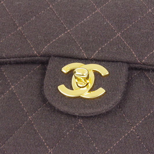 CHANEL 1996-1997 Classic Square Flap Mini 17 Brown Jersey