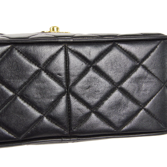 CHANEL 1991-1994 Pocket Camera Bag Mini Black Lambskin
