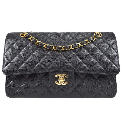 CHANEL 2001-2003 Classic Double Flap Medium Black Caviar