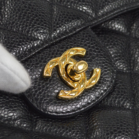 CHANEL 1991-1994 Pocket Camera Bag Small Black Caviar