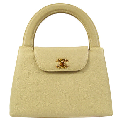 CHANEL 1998 Handbag Ivory Caviar