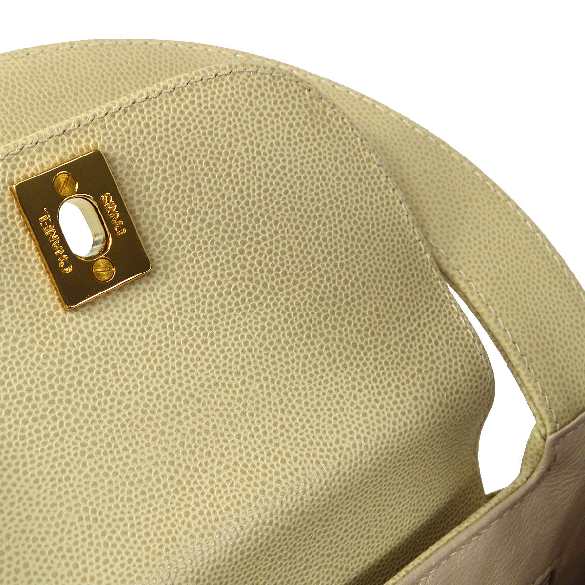 CHANEL 1998 Handbag Ivory Caviar 48716