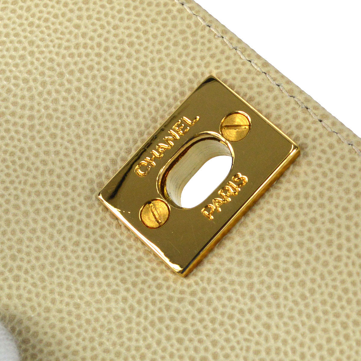 CHANEL 1998 Handbag Ivory Caviar 48716
