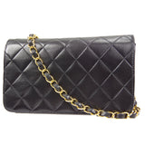 CHANEL Full Flap Chain Shoulder Bag Black Lambskin