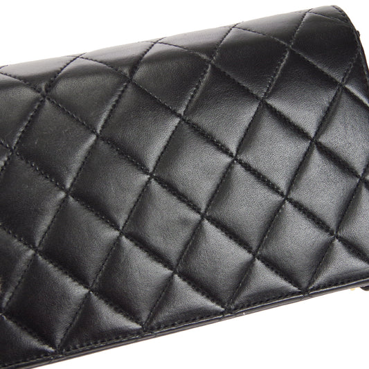 CHANEL Full Flap Chain Shoulder Bag Black Lambskin