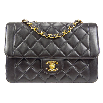 CHANEL 1994-1996 Border Flap Small Black Lambskin