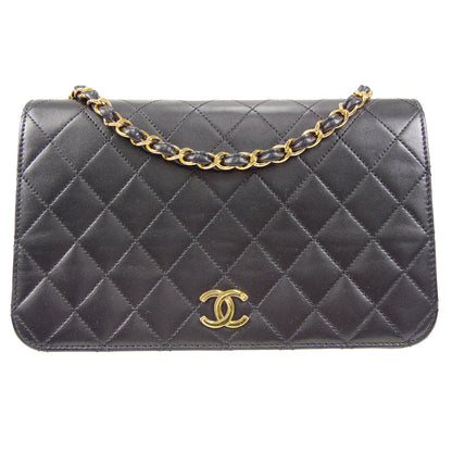 CHANEL 1997-1999 Pushlock Full Flap Small Black Lambskin