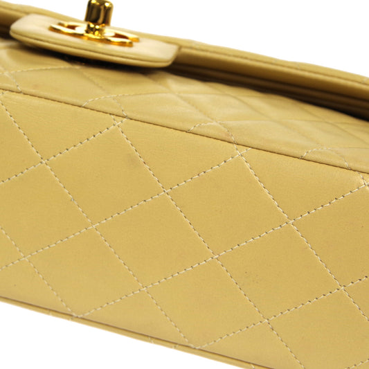 CHANEL 2000-2001 Classic Double Flap Medium Beige Lambskin