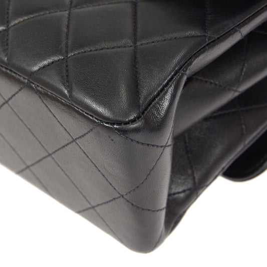 CHANEL Classic Both Side Flap Medium Handbag Black Lambskin