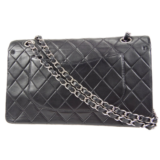 CHANEL 2000-2001 Classic Double Flap Medium SHW Black Lambskin