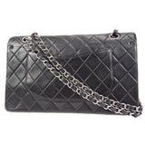 CHANEL 2000-2001 Classic Double Flap Medium SHW Black Lambskin