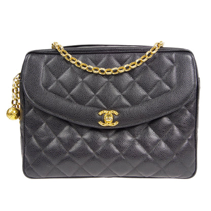 CHANEL 1991-1994 Pocket Camera Bag Large Black Caviar