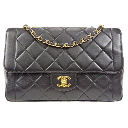 CHANEL 1996-1997 Border Flap Medium Black Lambskin