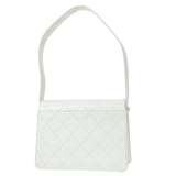 CHANEL 1998 Flap Shoulder Bag Small White Calfskin
