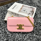 TRIPHOME 20 PINK PASTEL COWHIDE LEATHER CHAIN STRAP BAG Amelia Amelia