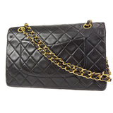 CHANEL Classic Double Flap Medium Shoulder Bag Black Lambskin