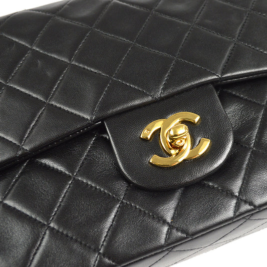 CHANEL Classic Double Flap Medium Shoulder Bag Black Lambskin
