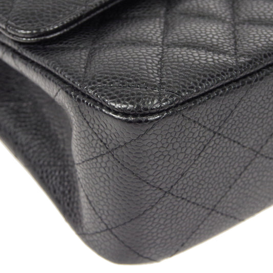 CHANEL Classic Double Flap Medium Shoulder Bag Black Caviar