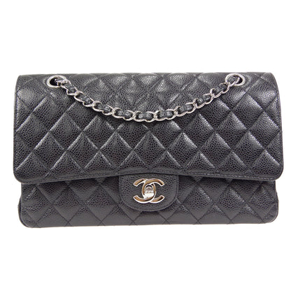 CHANEL Classic Double Flap Medium Shoulder Bag Black Caviar