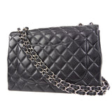 CHANEL Classic Flap Jumbo Double Chain Shoulder Bag Black Caviar