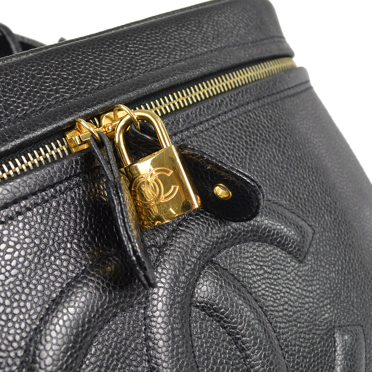 CHANEL 2way Vanity Shoulder Handbag Black Caviar 57925