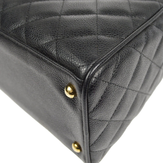CHANEL Quilted Handbag Black Caviar