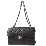 CHANEL Classic Both Side Flap Small Chain Handbag Black Lambskin