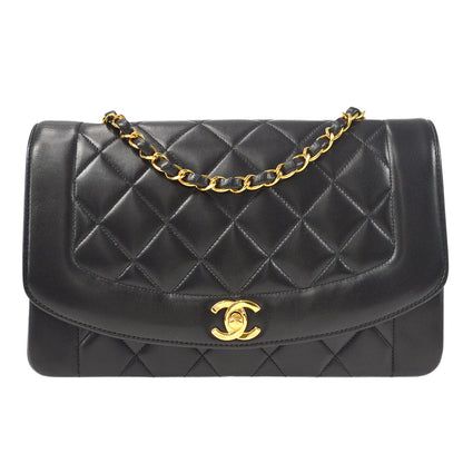 CHANEL Medium Diana Chain Shoulder Bag Black Lambskin