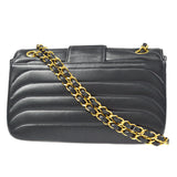 CHANEL Double Chain Shoulder Bag Black Lambskin