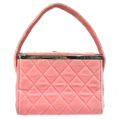 CHANEL Vanity Handbag Velvet Pink