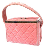 CHANEL Vanity Handbag Velvet Pink
