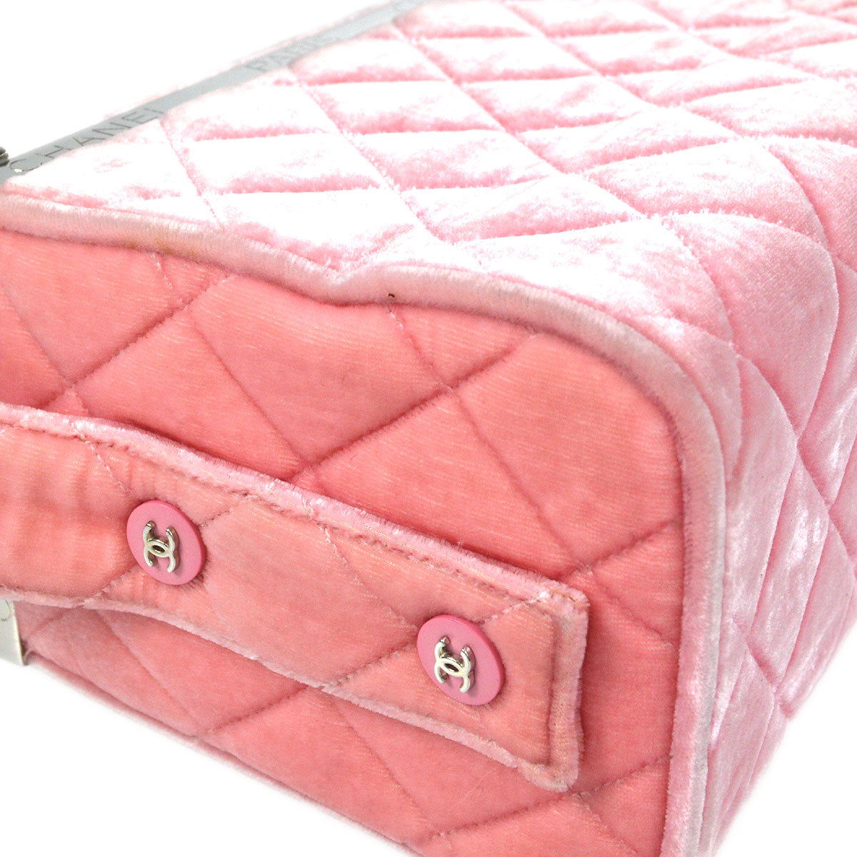CHANEL Vanity Handbag Velvet Pink