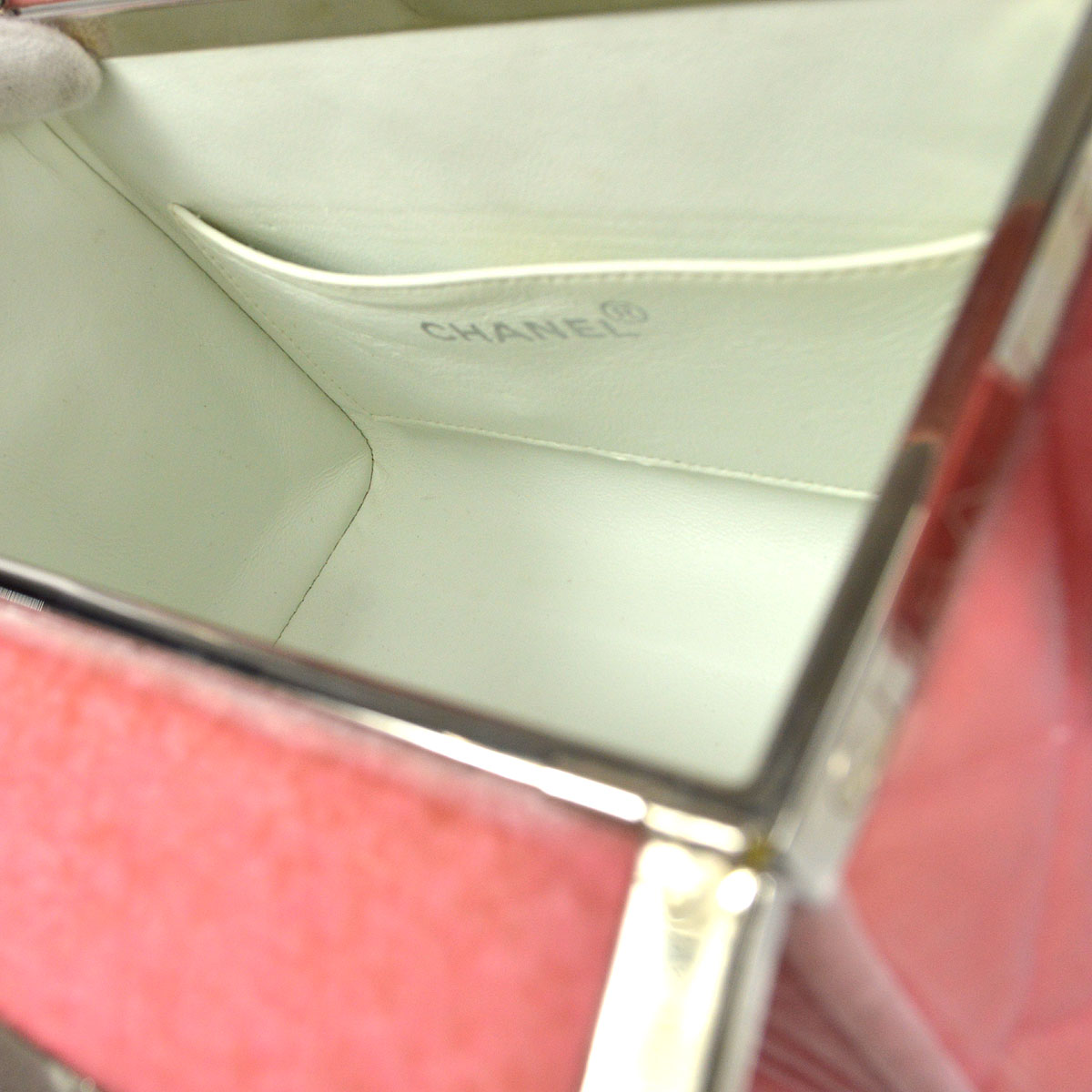 CHANEL Vanity Handbag Velvet Pink