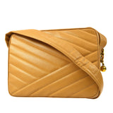 CHANEL Bias Stitch Shoulder Bag Beige Caviar