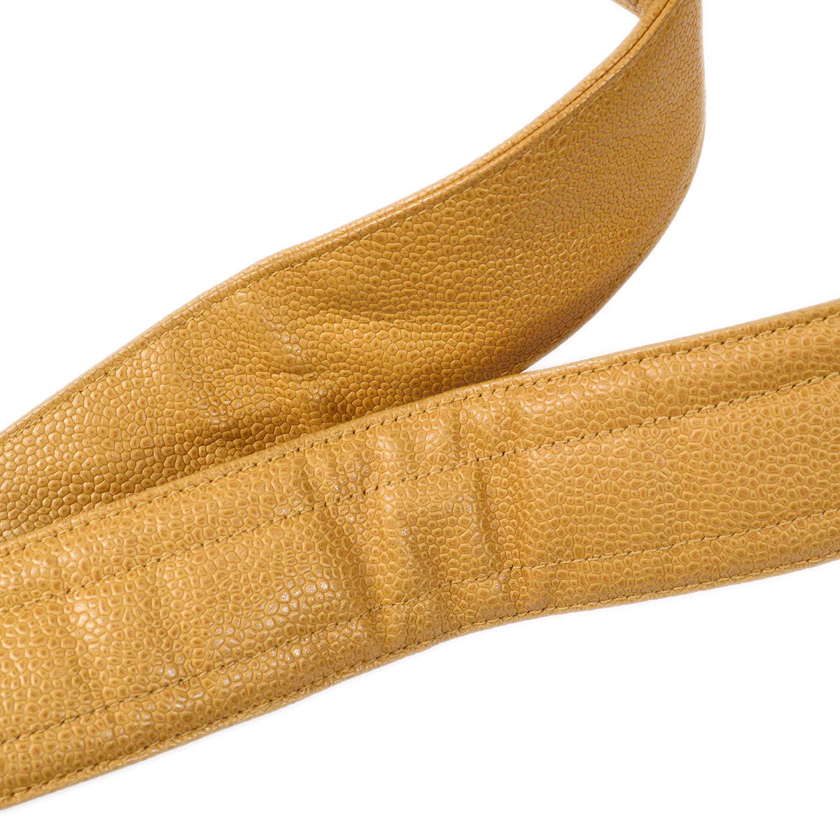 CHANEL Bias Stitch Shoulder Bag Beige Caviar