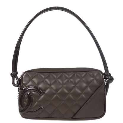 CHANEL Cambon Ligne Handbag Brown Calfskin