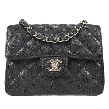 CHANEL Classic Flap Mini Square Chain Shoulder Bag Black Caviar