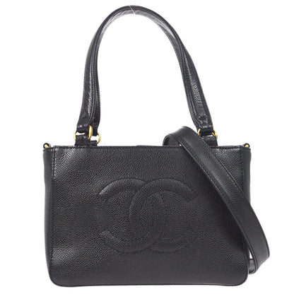 CHANEL 2way Shoulder Handbag Black Caviar