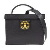 CHANEL 2way Cosmetic Vanity Shoulder Handbag Black Caviar 58150