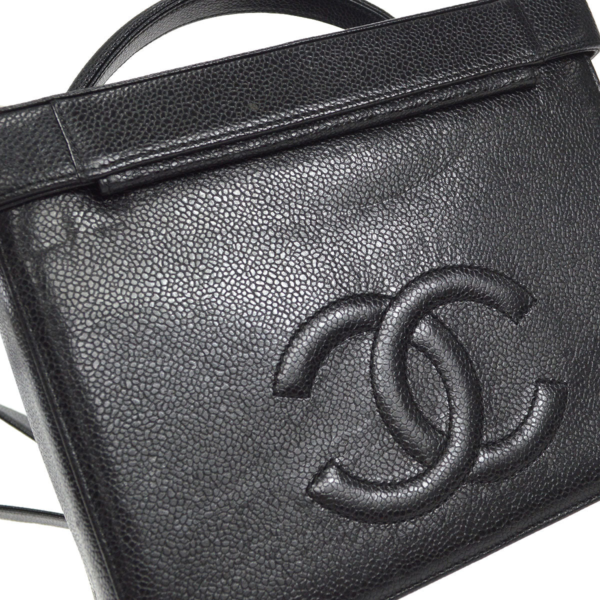 CHANEL 2way Cosmetic Vanity Shoulder Handbag Black Caviar