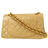 CHANEL Classic Double Flap Small Shoulder Bag Beige Lambskin