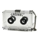 CHANEL * Cassette Tape Chain Clutch Party Bag Clear Plastic