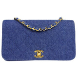 CHANEL Full Flap Chain Shoulder Bag Indigo Denim 76079