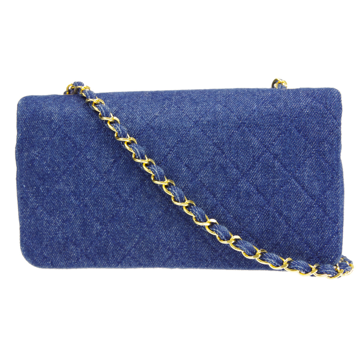 CHANEL Full Flap Chain Shoulder Bag Indigo Denim 76079