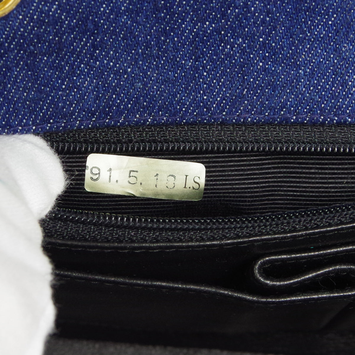 CHANEL Full Flap Chain Shoulder Bag Indigo Denim 76079