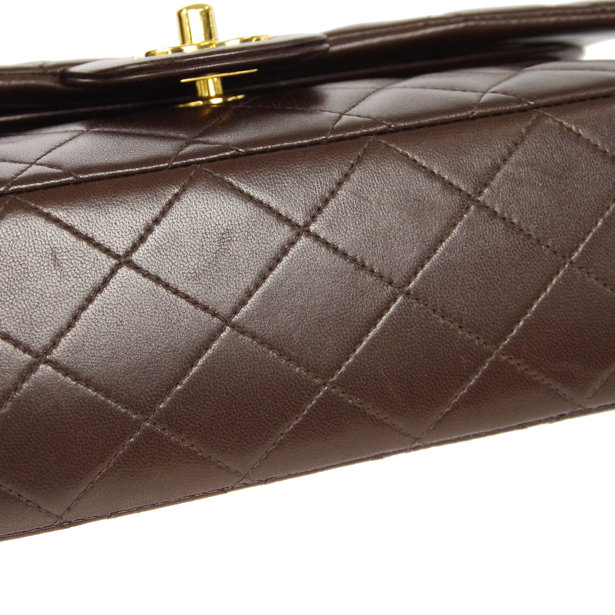 CHANEL Classic Double Flap Medium Shoulder Bag Brown Lambskin 86587