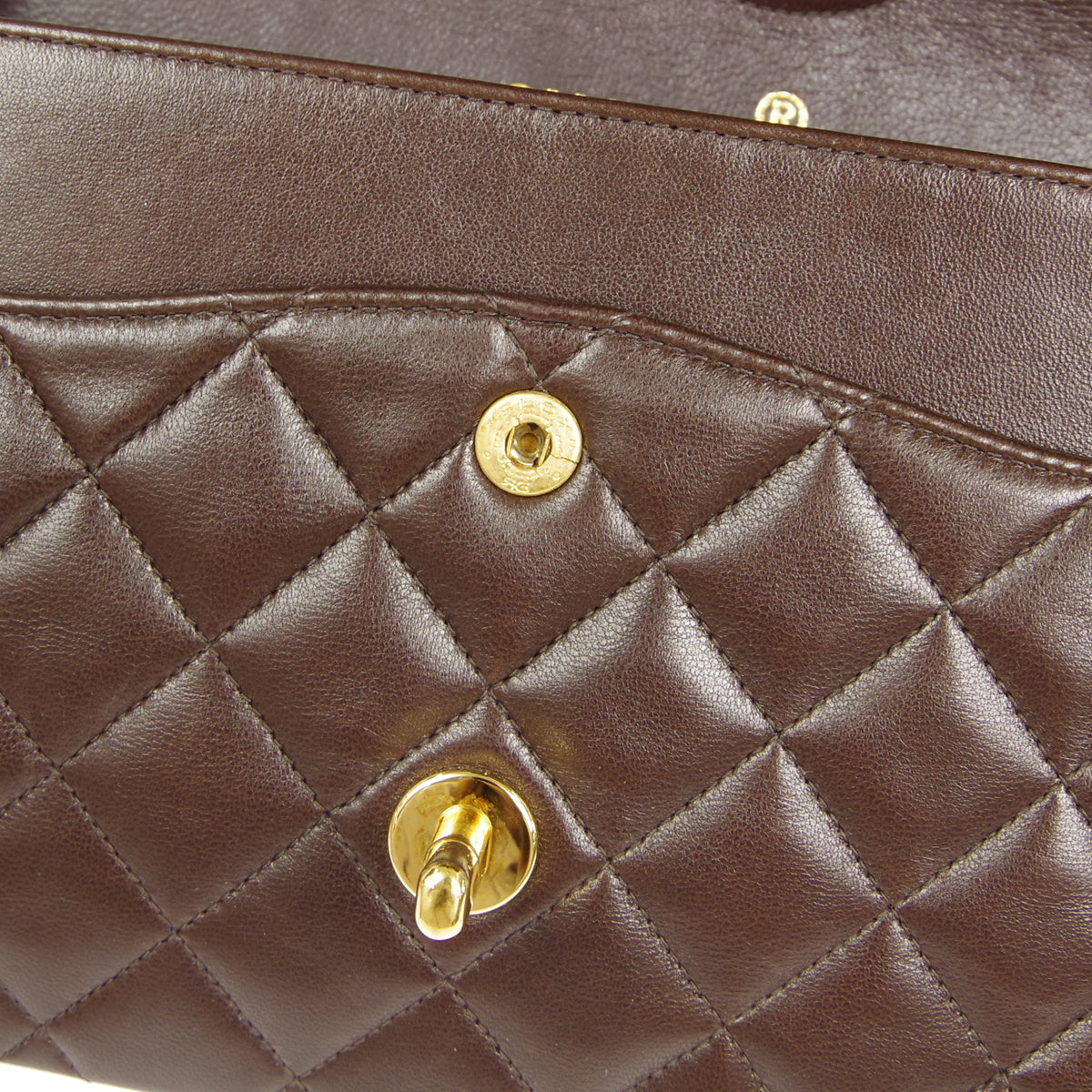 CHANEL Classic Double Flap Medium Shoulder Bag Brown Lambskin 86587