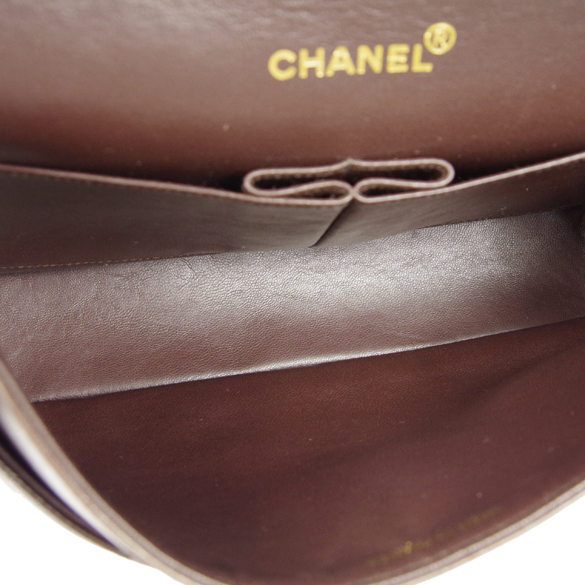 CHANEL Classic Double Flap Medium Shoulder Bag Brown Lambskin 86587