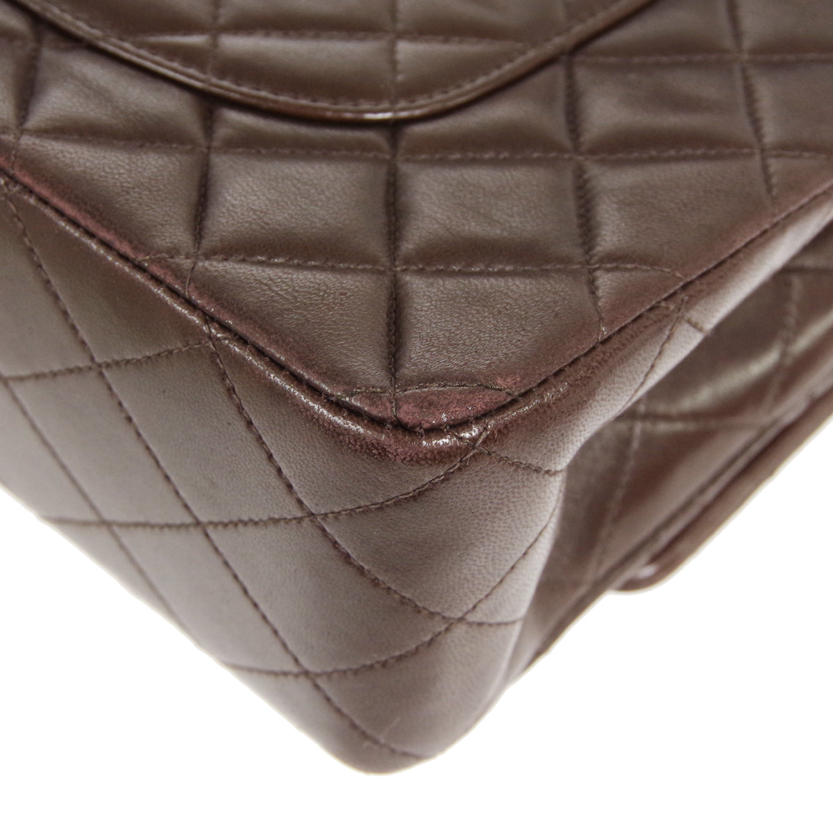 CHANEL Classic Double Flap Medium Shoulder Bag Brown Lambskin 86587