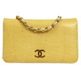 CHANEL Full Flap Chain Shoulder Bag Beige Lizard NR11797f